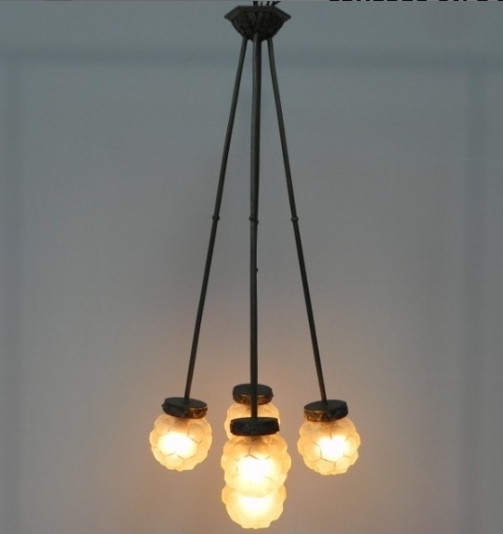 Suspension Art Déco avec 5 sphères sur 5 tiges