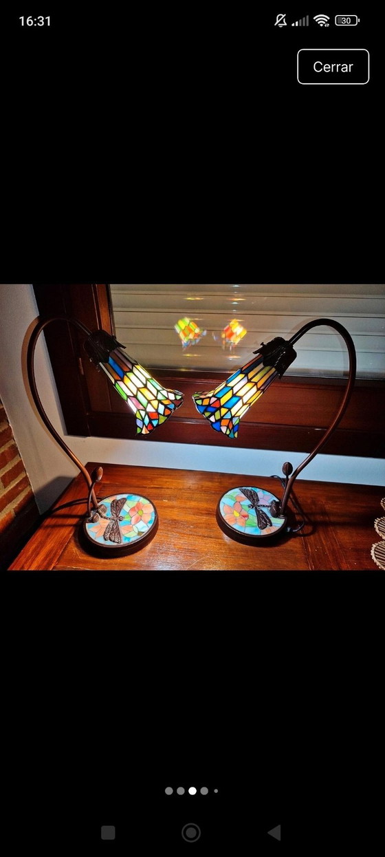 Conjunto de Lámparas de Sobremesa Estilo Tiffany con Diseño de Libélula – Lámparas de mesa, Crystal (photo 4 of 14)