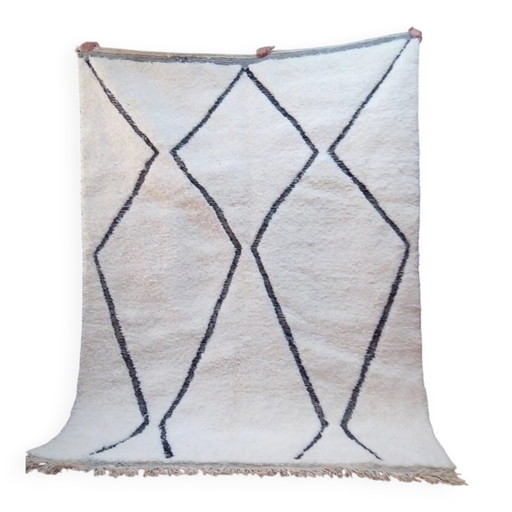 Handgewebter marokkanischer Teppich im Beni Ourain Stil - Hochflor - 100% Wolle - 244 x 179 cm