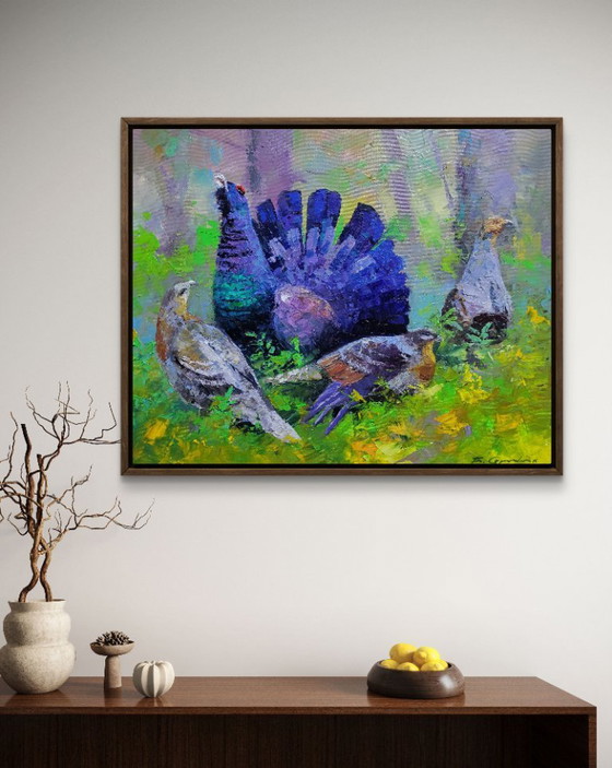 Image 1 of Black grouse in the summer forest
