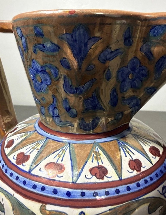 Image 1 of A348-Superb Antique Pitcher Alfredo Santarelli Majolica Italy