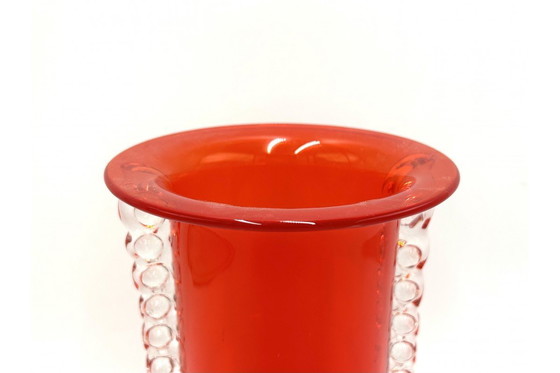 Image 1 of Vaso in vetro vintage rosso, vetreria Tarnów, Polonia, anni '70