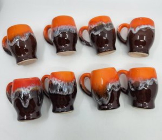 Image 1 of Vallauris keramiek koffieservies Frankrijk Côte-d'Azur 1960 vintage Set van 9