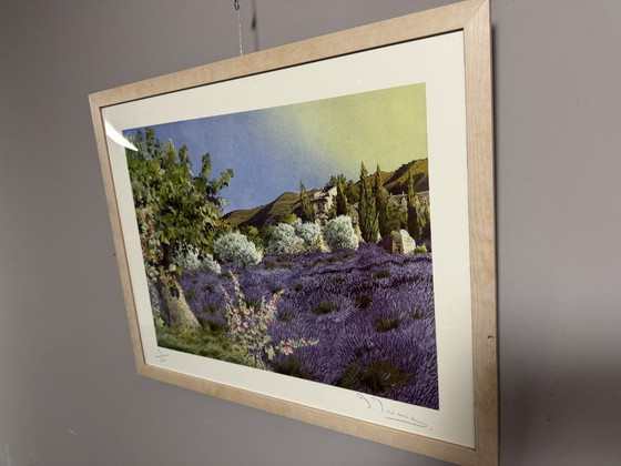 Image 1 of 'Campi di lavanda in Provenza' di D. Broussie, serigrafia, Francia, fine del XX secolo