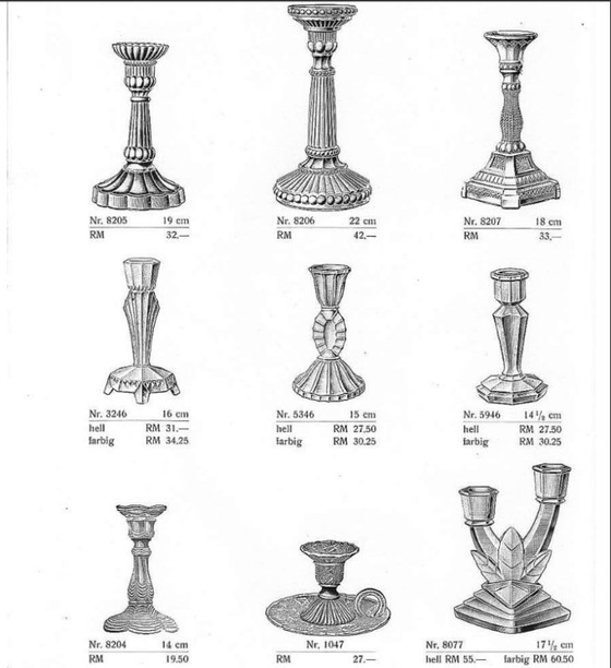 Exklusives Paar Art-Deco-Kerzenständer Brockwitz – Modell 8077, Museumsglas – Kerzenhalter (photo 6 of 6)