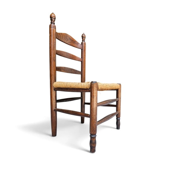 3 x Antique Provincial Ladderback Child's Chairs / Rush Seat / 1930s – Dining chairs (photo 8 of 18)