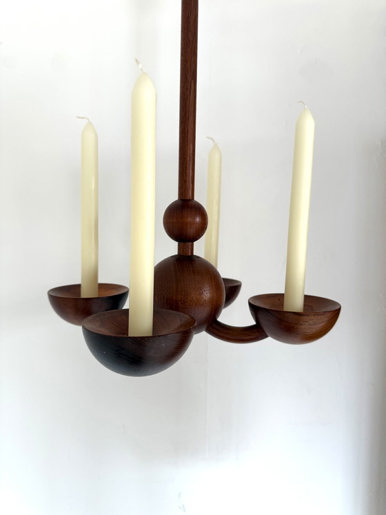 Image 1 of Vintage teak hanging candlestick, Denmark '60s
