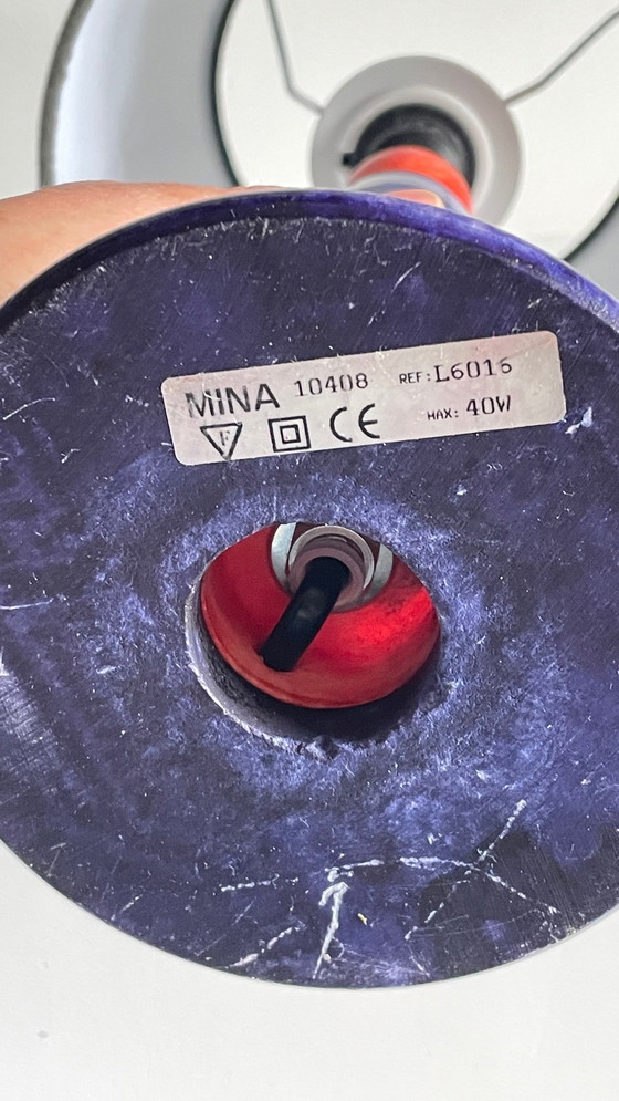 Image 1 of LAMPE Pierre d'ALBATRE Blue, Yellow and Red 80s