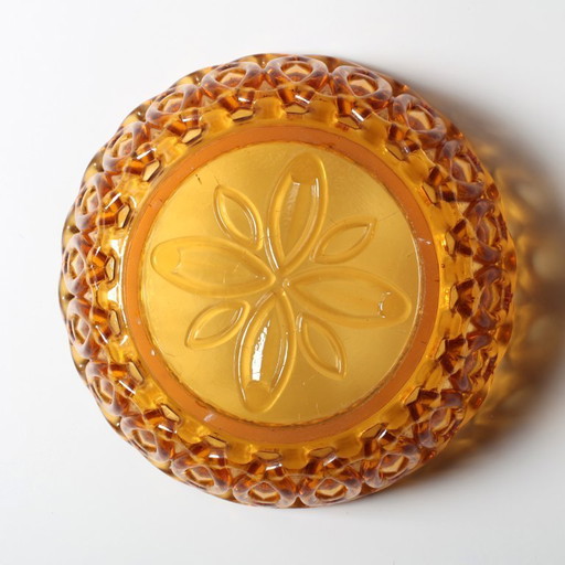 Frutero antiguo de cristal color ámbar miel, raro / Italia / década de 1950