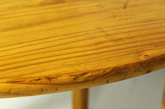 Image 1 of Scandinavian Round Pine Dining Table, 1970S