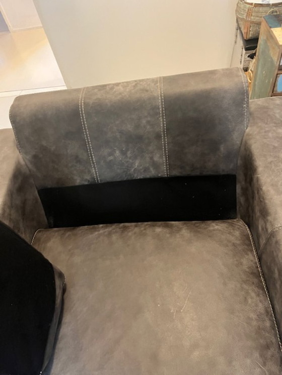 Image 1 of Sillón Loveseat Sillón Sofá Cuero Gris Materias Primas