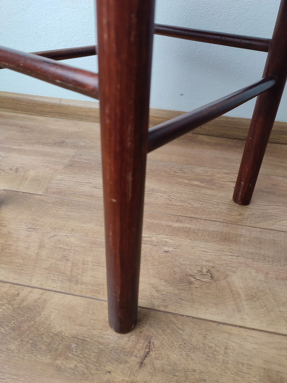 Image 1 of Tabouret vintage des années 70, style danois, en sisal tressé et bois.