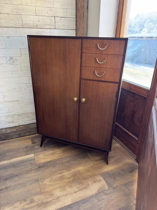 Armadio Mid-Century Modern, Armadio Vintage Meredew, Mobile Contenitore Retrò Anni '60, Arredo Camera Stile Teak