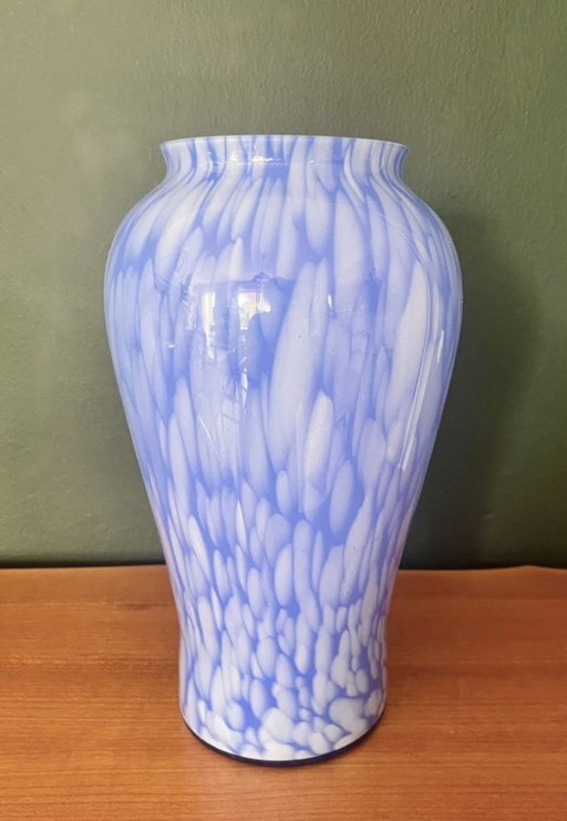 Französische Blaue Vase Aus Der Manufaktur Von Clichy Aus Der Mitte Des Jahrhunderts