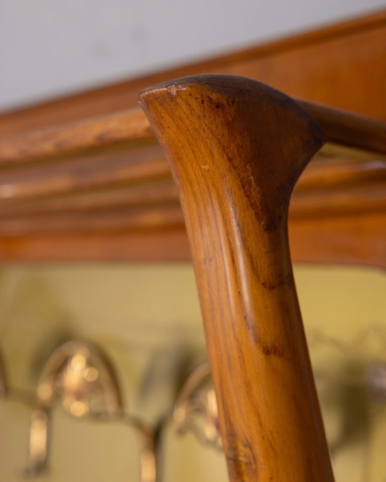 Image 1 of Appendiabiti da parete vintage anni 50 in legno e vetro decorato design Italiano