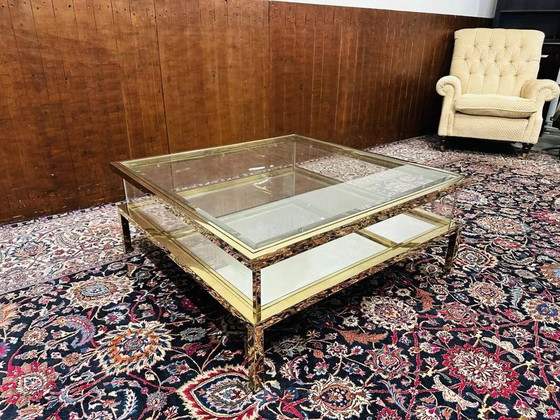Hollywood Regency Eichholtz Harvey Salontafel, Glas, Messing (foto 2 van 14)