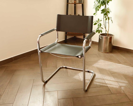 Image 1 of Mart Stam Style Cantilever Chairs – S34 Inspired, Chrome Frame, Leather Upholstery