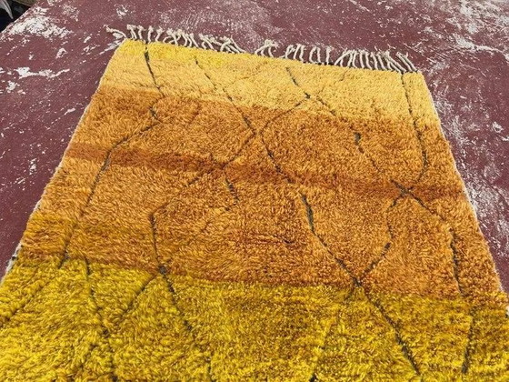 Moroccan Beni Ouarain rug 300 × 200 cm – saffron yellow and black – Rugs & carpets, Wool, Cotton, Vintage (photo 5 of 8)