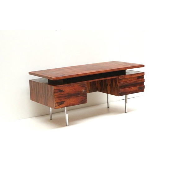 Image 1 of Groot vintage palissander bureau / directiebureau van Leo Bub voor Wertmöbel uit de jaren ’60