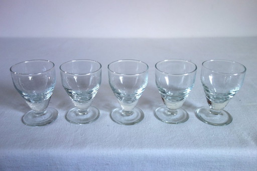5 small antique absinthe glasses
