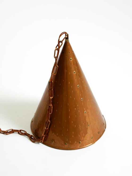 Image 1 of 1960s cone pendant lamp in copper by TH. VALENTINER Copenhagen, Made in Denmark