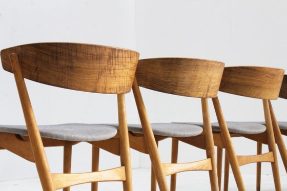 Image 1 of Vintage Deense eetkamerstoelen model 7 Helge Sibast set van 4