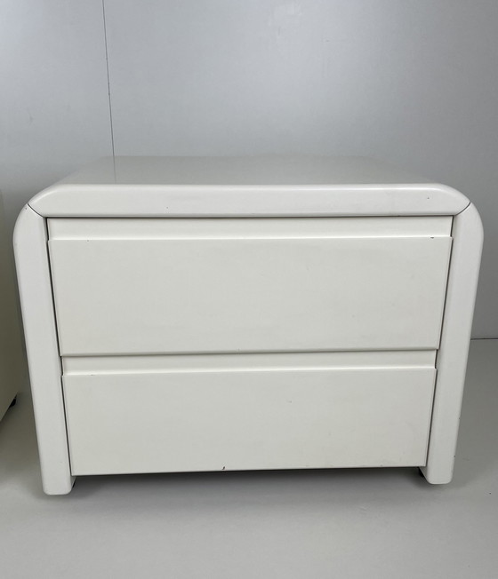 Image 1 of 2 X Vintage Space Age Nightstands White Wood