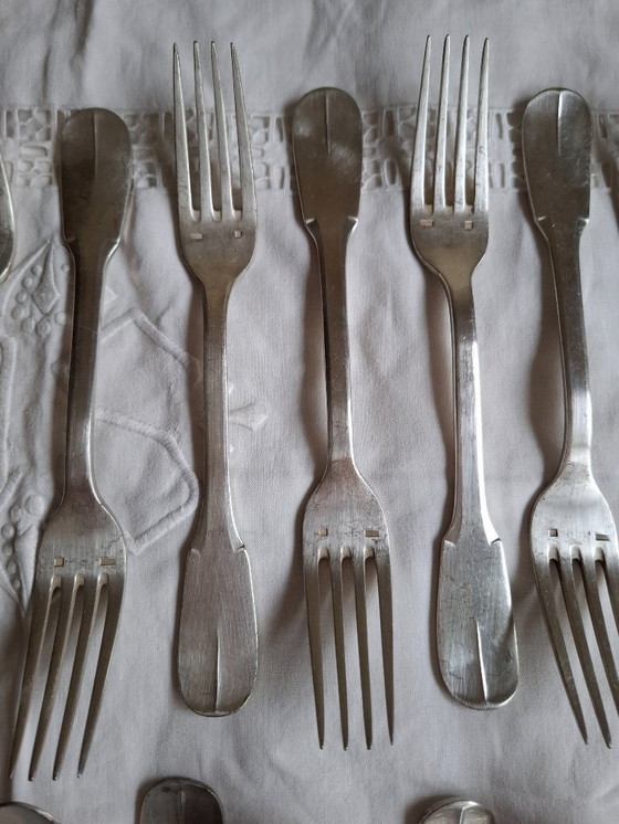 Image 1 of François Frionnet Uniplat/Old Paris silver-plated metal table cutlery for 12 people.