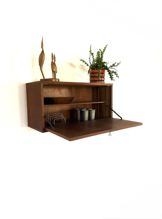 Image 1 of Vintage Danish teak wall cabinet, 1960s