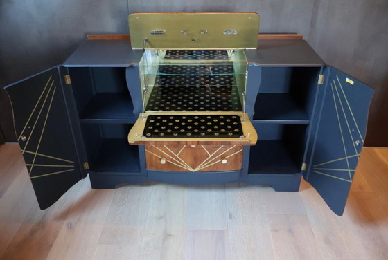 Image 1 of Mobile bar Art Déco vintage, restaurato con cura, antracite e noce