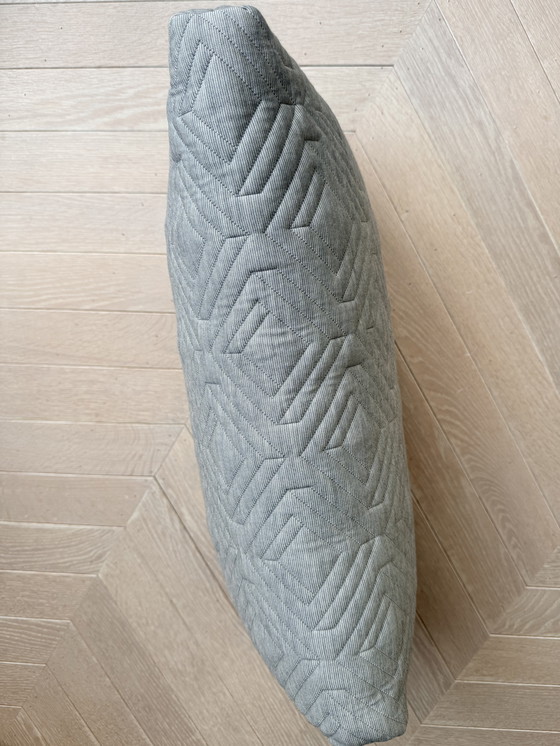Image 1 of Ferm living, lichtgrijs dik sierkussen in ruitpatroon