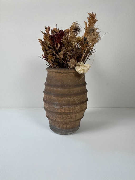Large vintage brown terracotta vase, France, 1960