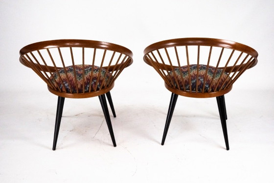 Image 1 of Pair of Yngve Ekström Circle Chairs for Swedese, Sweden 1950s – Original Upholstery