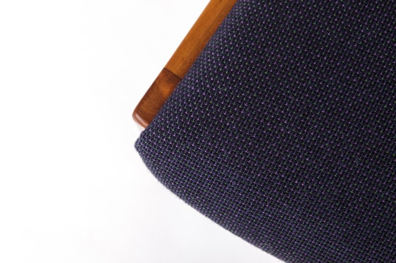 Image 1 of Pair of Vintage German Chairs by Ernst Martin Dettinger | 1970s | Refurbished Wooden Frames | Dark Purple Textile Upholstery