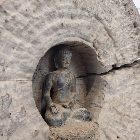 Image 1 of Beeldhouwwerk / Houtsnijwerk "Boeddha", 20e eeuw - Azië