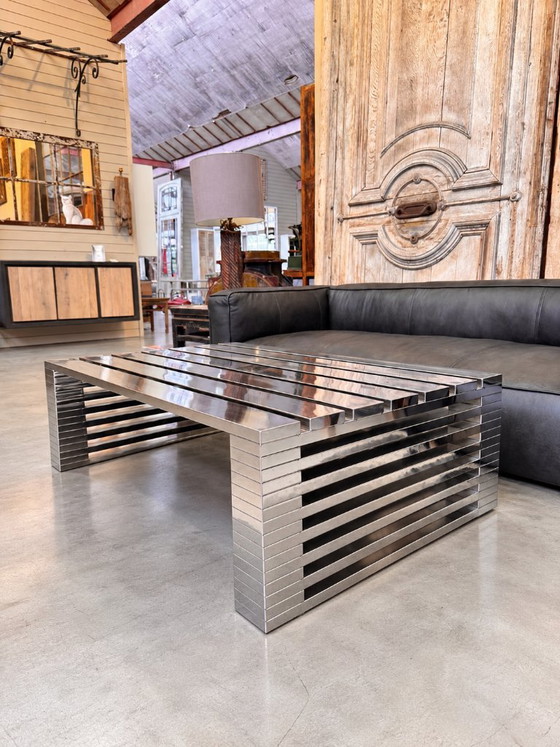 Coffee table Model Zazenne by Timothy Oulton – rvs, polished steel (photo 2 of 7)