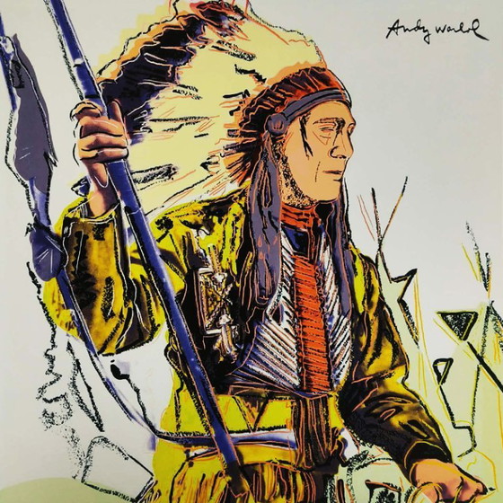 Image 1 of Litografia in edizione limitata "Indians" di Andy Warhol, realizzata da CMOA e numerata a matita.
