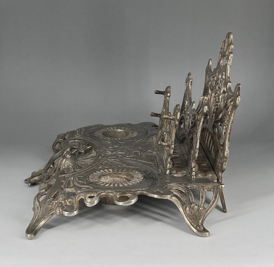 Image 1 of Jugendstil Briefhalter & Schreibzeug – Gusseisen Floral (Modell 1281) – ca. 1900