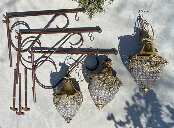 Image 1 of Plafonnier en cristal de style Louis XVI