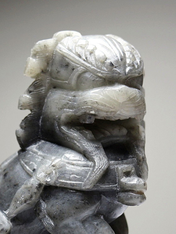 Image 1 of Pair of small Dogs/Lions Foo carved soapstone vintages