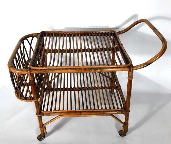 Image 1 of Vintage bamboo bar trolley from 50s. Made in Italy