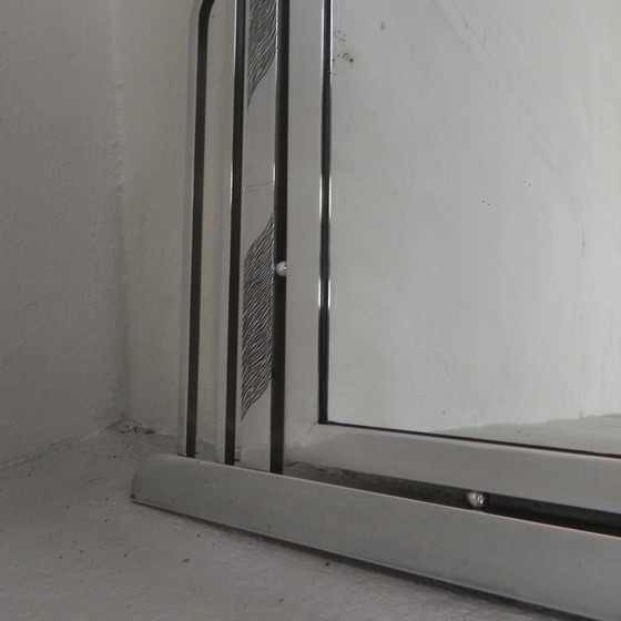 Image 1 of Specchio Art Déco con vetro tagliato e cornice in alluminio, anni &#39;30