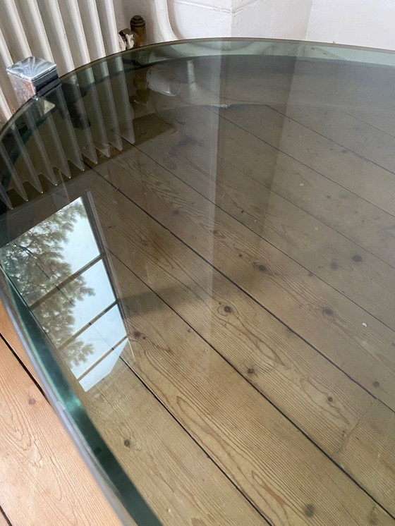 Image 1 of Italian design oval coffee table structure in chrome and smoked glass