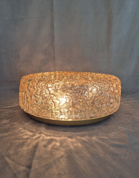 Image 1 of Glashütte Limburg plafondlamp 40 cm, vintage glas, 3x E27 fitting, Duitsland