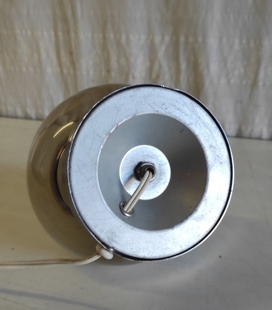 Image 1 of Space Age table lamp base in chromed metal and smoked glass - 1970s