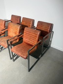 Ensemble de six fauteuils de salle à manger en cuir cognac