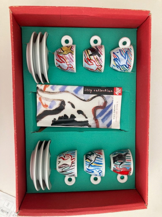 Image 1 of Collection illy Art 1997 | Sandro Chia La Danse du Café | Service à café expresso vintage tasse et soucoupe |