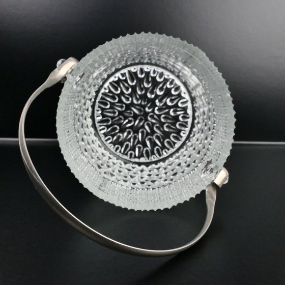 Vintage glass ice bucket drop pattern Teleflora France, Table accessories, Metal, Silver (photo 4 of 6)
