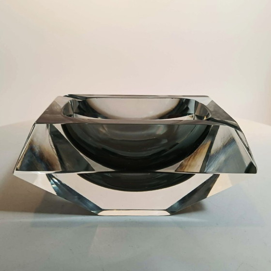 Image 1 of Cendrier ou vide-poches rectangulaire à multiples facettes en verre de Murano, années 1960, par Flavio Poli pour Seguso. Fabriqu