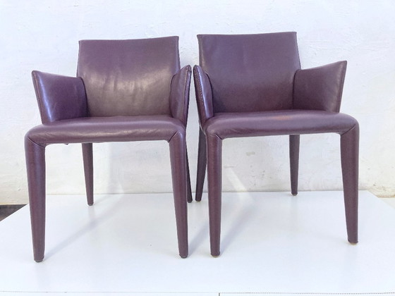 Image 1 of Set of 2 B&B Italia armchairs, full vent leather, Mario Bellini style